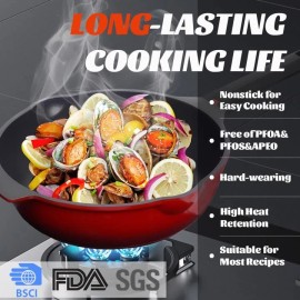 GREAGLE Nonstick Deep Frying Pan Skillet with Lid, 12 inch/ 5 QT Saute Pan, S...