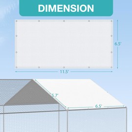 Chicken Coop Cover, 11.5 * 6.5 FT Chicken Run Cover with Ball Bungees Cords, Sun Shade Cloth for Yard Large Chicken Coop, Walk-in Chicken Run Pen, Duck Coop Tarp (1 Pack,White)
