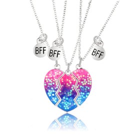 COLORFUL BLING BFF Gift 2Pcs Lovely Magnetic Avocado Whale Dophin Alpaca Ghost Love Heart Pendant Necklace Set Matching Necklace for Sisters (dolphin)