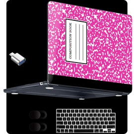 MEEgoodo for M4/M3/M2 MacBook Air 13.6 inch Case 2025 2024 2022(Fit Model A3240/A3113/A2681), Clear Laptop Shell Cases for MacBook Air 13-inch, Rose Red Composition Book