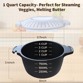 Professional 3 Piece Set Micro Cookware, Microwave Veggie Steamer, Microwave Rice Cooker as Steamer, Mix, Server and Storage Food Bowl BPA Free, Dishwasher Safe, Nestable Storage, Size-1QT, 2QT, 3QT