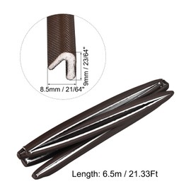 uxcell Door Frame Weather Stripping, 21Ft Long 0.35" Wide Self Adhesive Foam Window Seal Strip, Soundproof V Shaped Flexible Foam Door and Window Seal Strip, Brown