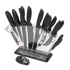 Professional Black Kitchen Knife Set, Chef Knife Set & Steak Knives - Razor-Sharp High Carbon Stainless Steel Knives with Ergonomic Handles (20 Pcs)