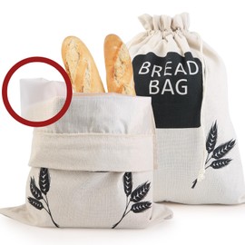 4PK Large Bread Bags for Homemade Bread, Reusable Sourdough Starter Bag, Linen Cotton Cloth Kitchen Storage Box, Baking Supplies Proofing Tools, Container for Baguette/Bagel/Loaf, Valentines Day Gifts