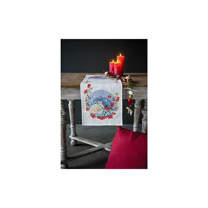 Vervaco Hare and Bullfinch Aida Table Runner Kit