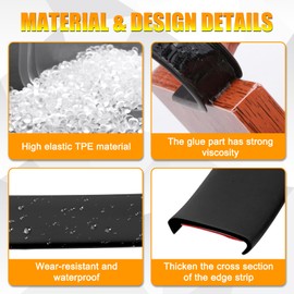 U-Shape Flexible Edge Protector Banding, 0.8" x 20ft Self Adhesive Veneer Edging Trim for Desk, Cabinet, Table, Shelves - Furniture Restoration, Decorative TPE Edge Strip (Black)