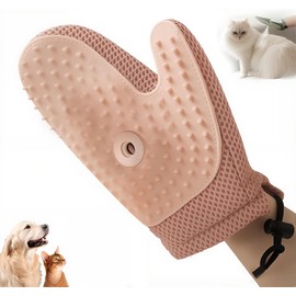 Kerfulty Pet Hair Removal Glove,2025 New All-in-One Grooming Mist Pet Hair Remover Gloves, Pet Hair Remover Glove for Cats & Dogs,Double-Sided Reusable Gloves for Couch, Clothing,Carpet (Pink)