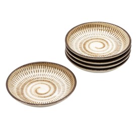 Ichikyu Mino Ware Plate, Diameter Approx. 5.1 inches (13 cm), Set of 5, Mino Folk Art, Made in Japan