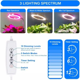 Unbranded Round LED Grow Light Ring Full Spectrum Lamp For Indoor Plants Growth Bloom