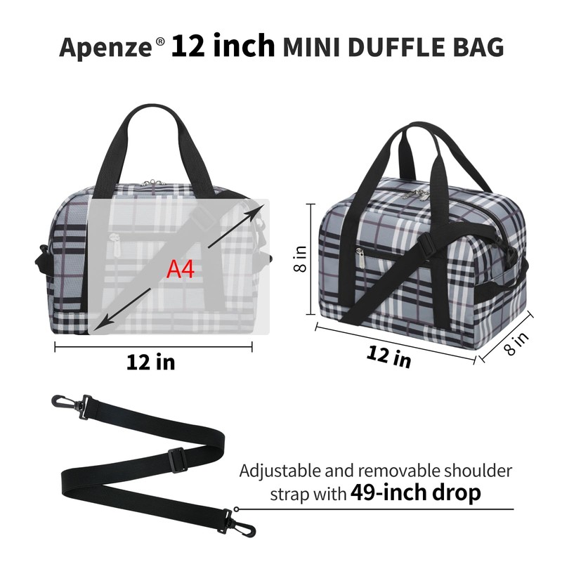 Small Gym Bag Carry On Bag - 12 inch Mini