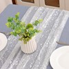 LOMOHOO Sheer Silver Table Runner Metallic Silver Romantic Runners Wedding