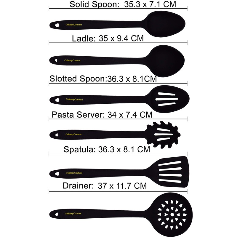 Culinary Couture Black Silicone Kitchen Utensils Set of 6, Non-Stick