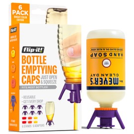 Flip-It! Flip-It! Bottle Emptying Kit C 6 Bottle Pack - No more wasted product - Fits most plastic bottles C 6 Base Caps, 6 Adapters C Bright Color Edition