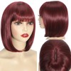 Short Bob Wig with Bangs, Synthetic Straight Hair Wigs for