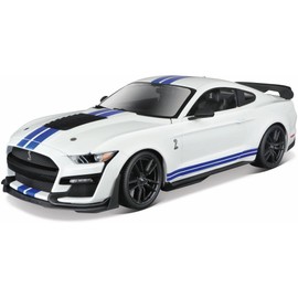 Maisto Diecast Cars 2020 Ford Mustang Shelby GT500 White with Blue Stripes Special Edition 118 Diecast Model Car by Maisto 31452