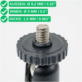 Sealing rings set, 12 pieces, OD Ø 8 mm, ID Ø 5 mm, thickness 1.5 mm, in black, made of nitrile rubber, rings for repairing plumbing, machines, motors, sealing set flexible O-ring, flat gasket