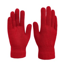 Magic Knitted Gloves for Women Winter Warm Full Finger Mittens for Men Ladies Soft Stretchy Unisex Gloves Red