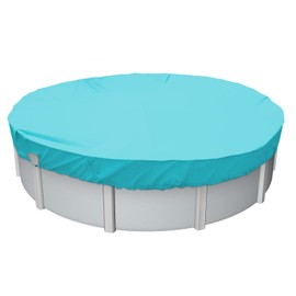 E&K 8' Waterproof Pool Cover Round Winter Swimming Pool Safety Polyester Cover for Above Ground Pools (Turquoise Green)