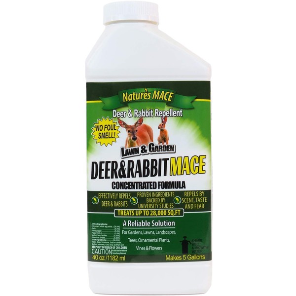 Nature's MACE Deer & Rabbit Repellent 40oz Concentrate/Covers 28,000 Sq. Ft. / Repel Deer from Your Home & Garden/Safe to use Around Children, Plants & Produce/Protect Your Garden Instantly