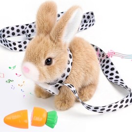 Sprstar Hopping Rabbit Interactive,My Realistic Bunny Toy,with Sounds and Movements Animated Walking Wiggle Ears Twitch Nose Gift for Toddlers Birthday(Brown)