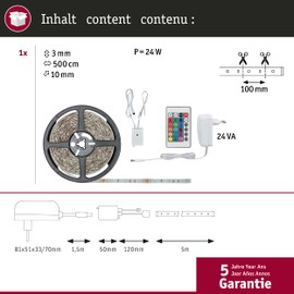 Paulmann 789.78 5000mm strip light 789.78, LED, 2000 h, White, Metal, Plastic, II, 505 lm