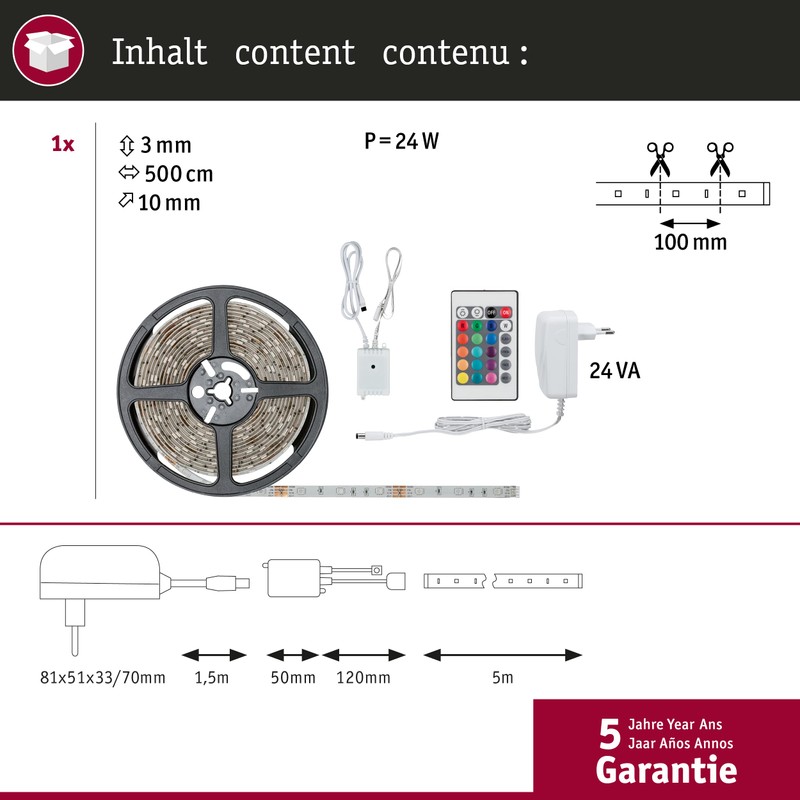 Paulmann 789.78 5000mm strip light 789.78, LED, 2000 h, White,