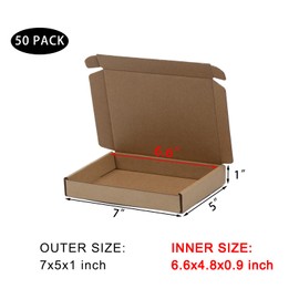 SUNLPH 50 Pack 7x5x1 Inches Small Shipping Boxes, Brown Corrugated Cardboard Boxes, Moving Mailing Packing Box