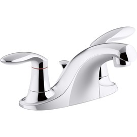 KOHLER K-P15241-4DRA-CP Coralais Two-Handle Centerset Bathroom Sink Faucet with Plastic Pop-Up Drain & Lift Rod, Project Pack, Polished Chrome