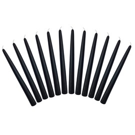 10" Taper Dinner Candles1 Box of 12 Unscented Candles Mostly Dripless Including The Booklet Candles Factoids Trivia & Safety Guidelines (Black)