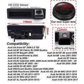 Dynavsal Griffleiste Kofferraumgriff Auto Rückfahrkamera 1280 * 720 Pixel 1000TV Linien Starlight Super Pro Kameraobjektiv Wasserdicht 170 ° Super Weitwinkel Rückfahrkamera für A6L/Q7/A3/A4/A6L/8E