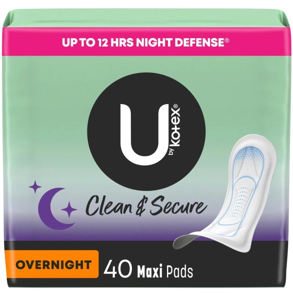 Kotex U by Kotex Clean & Secure Overnight Maxi Pads,