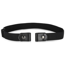 2 Pieces No Buckle Stretch No Show Belt for Men，Buckless Invisible Elastic Belt for Jeans Pants (Black, 60-80cm)