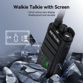 Retevis RB26H Walkie Talkies Long Range,GMRS Radio,6 Way Multi Unit Charger,Full Kit with Earpiece Kit,Hidden Display,Built in 2000mAh Battery Flashlight and More, for Hospitality Warehouse (6 Pack)