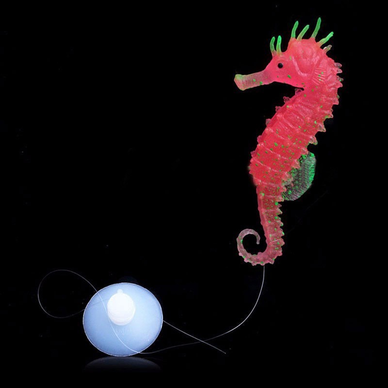 Pxiryanlow Red Aquarium Decor Luminous Artificial Soft Seahorse Hippocampus Fish