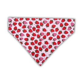 Max & Molly Reversible Fabric Bandana for Dogs and Cats to Keep Bandana Secure in Place (Pink Strawberries, Medium)