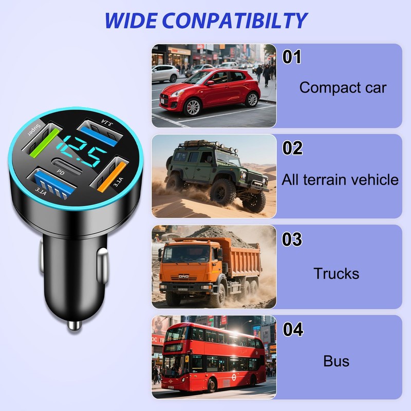 4 Ports Car Charger, USB, USB Socket for Car, with
