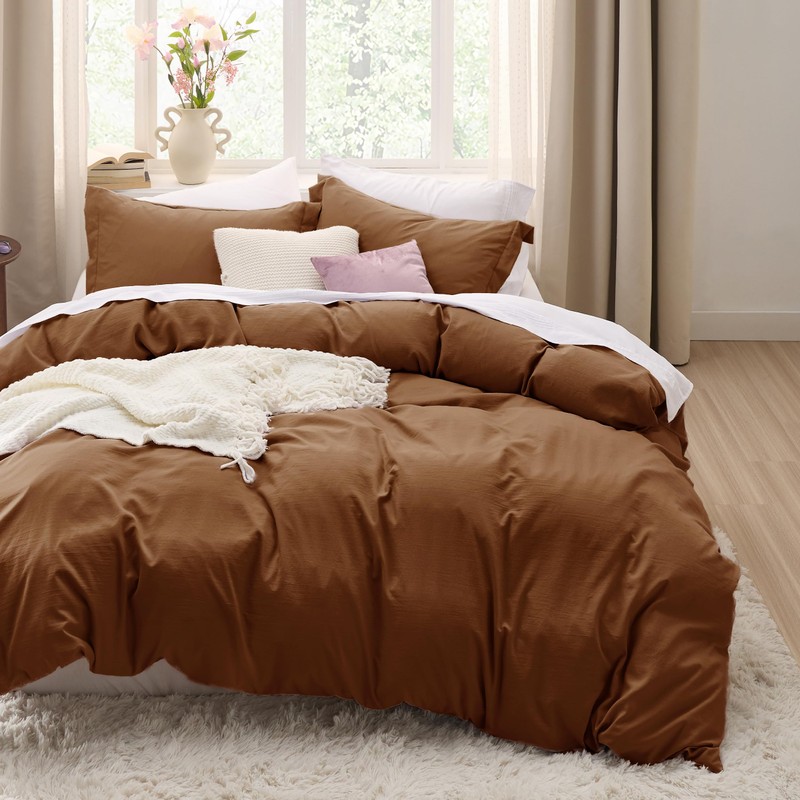 Bedsure Bedsure Brown Duvet Cover Queen Size - 3 Pieces