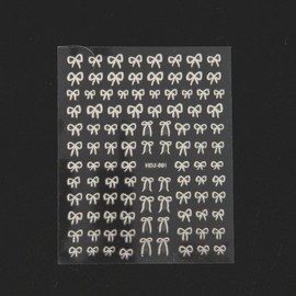 Stick-on Nail Stickers, Foot and Toenail Stickers, Ribbon Silver, 10 Sheets / 붙이는네일스티커 발 발톱 네일스티커 리본 실버 10장