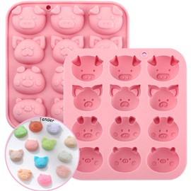 ICNYEKl 2 Pcs Fun Piggy Silicone Molds for Chocolate, Pig Face Candy Molds Silicone, for Chewing Gum, Marzipan, Gummy, Jelly, Pudding, Gelatin, Soap, Candles, Ice, Bath Bomb, Resin, Polymer Clay