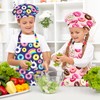 TOPWAYS 2PCS Kids Aprons, Chef Hat Set Children Apron, Doughnut