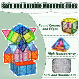 ASOK 60 Pieces Magnetic Building Blocks Building Set for Preschool Learning in the Classroom, STEM Sensory Toy, Gift for Boys and Girls from 3 Years