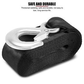 Winch Belt, Sangle de treuil 6M Polyester Haute résistance remorque Bateau treuil Ceinture treuil Changement Bande Crochet Lourd