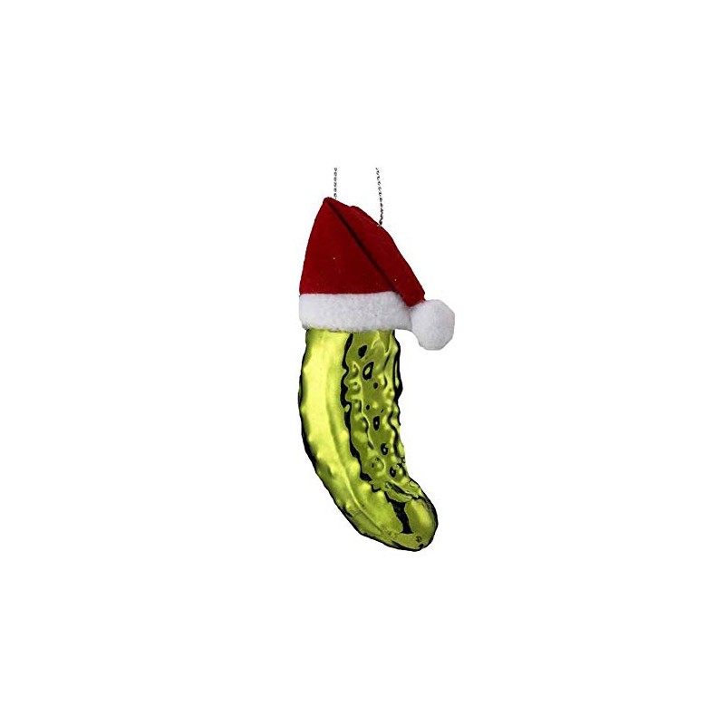 Kurt S. Adler Noble Gems? Pickle in Santa Hat Glass