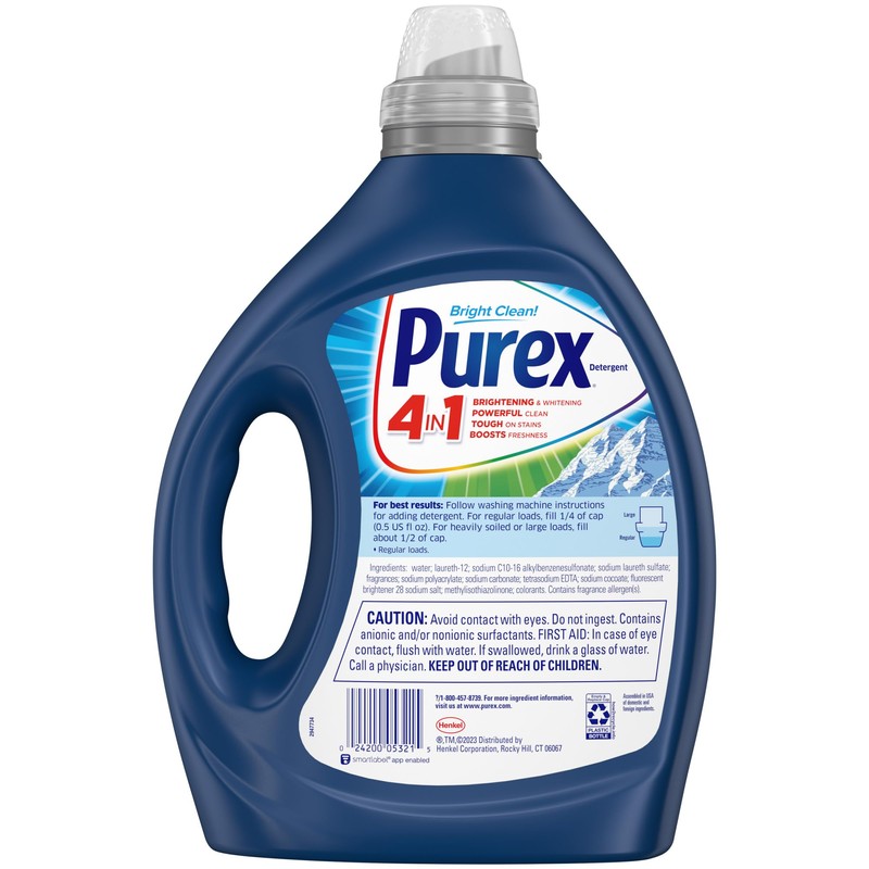 Purex 4-in-1 Laundry Detergent Liquid, Mountain Breeze, 82.5 oz, 165