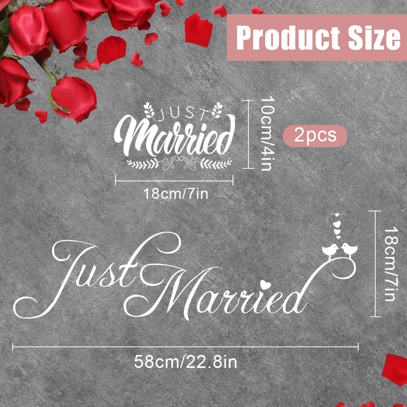 Just Married Car Decals, 3 Pcs Just Married Car Decoration