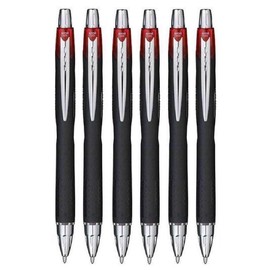 Uni Ball Red Jetstream Retractable Broad Rollerball Pen 1mm Nib Tip & 0.45mm Line Width Waterproof Lightproof Fast Drying Pigment Ink For Fast Writing SXN-210 (Pack Of 6)