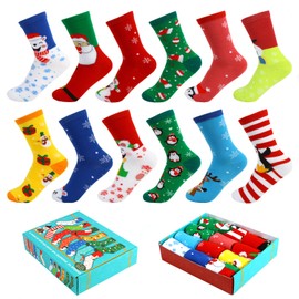 DIYASY 12 Pairs Christmas Socks For Women & Men, Cotton Ankel Socks Warm Thermal Novelty Socks for Family Friend Gift