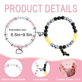 YUZHEJIE Matching Bracelets for Couples Kitty Spider Bat Stitch Stuff Bracelet for Best Friends Friendship Bracelets Birthday Gifts for Women Sister Bestie Long Distance Gifts for Bf Men Gf (Kitty + Bat)