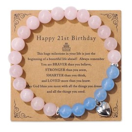 Pingyongchang Birthday Gifts for Women Men Crystal Natural Stone Bracelets 13 16 18 21 30 40 50 60 70 Year old Gifts Inspirational Mothers Day Birthday Gift Ideas for Her -21st