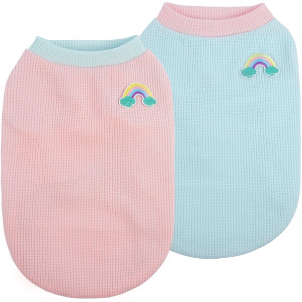 PUMYPOREITY 2 Pack Dog Shirts, Waffle Dog T-Shirts for Small